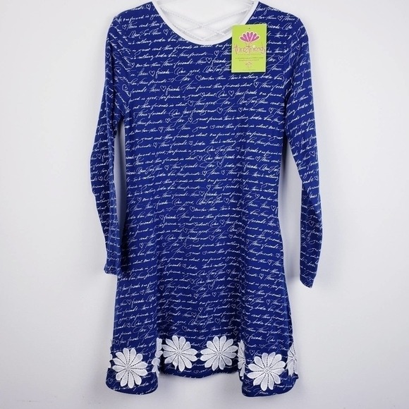 Three Friends New with tags Blue and White Print Daisey Dress Size 16 - Picture 7 of 7